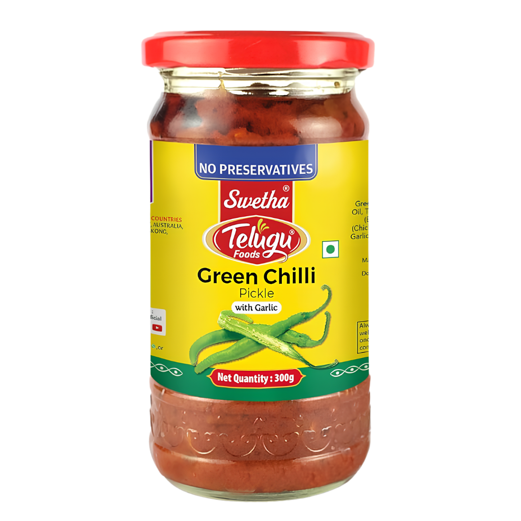 Swetha Telugu Green Chilli Pickle Piment Vert Marine 300 g buy online USA - 1